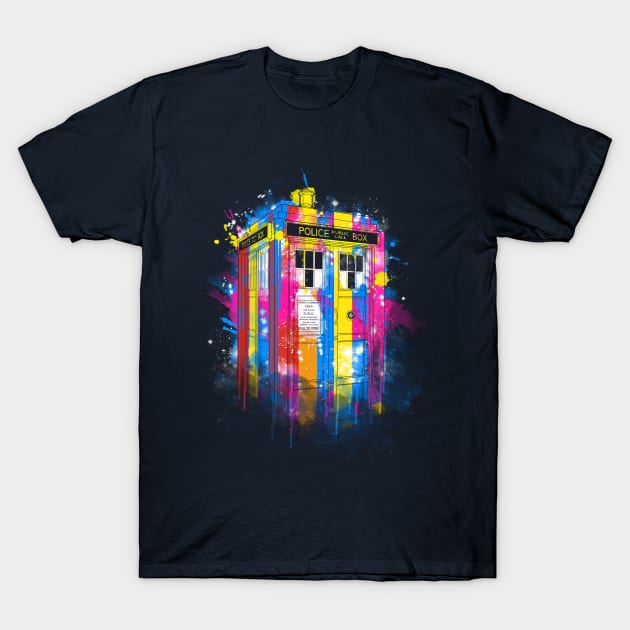 rainbow tardis T-Shirt by kharmazero